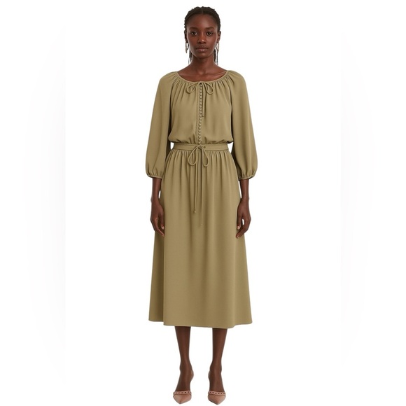 Zimmermann - Boat Neck Midi Dress Khaki Dresses Sz 2 (US 8) - Picture 1 of 12